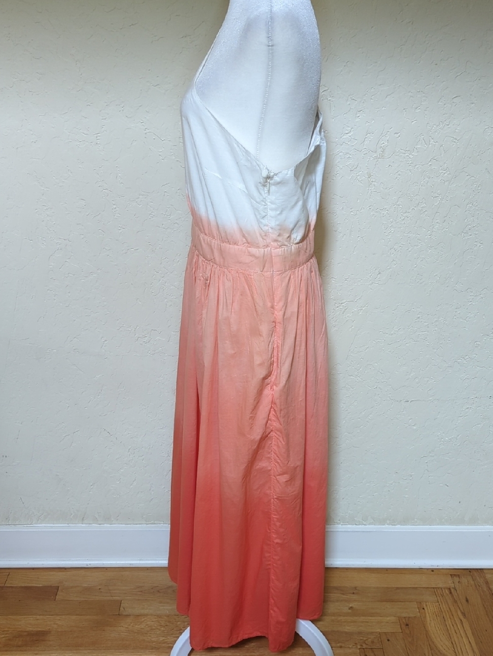 Boden Cotton One-Shoulder Ombre Midi Dress in White and Orange Size 10 - Picture 4 of 11